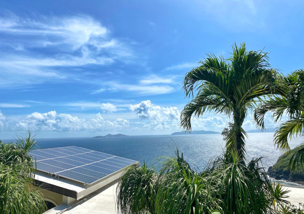 Tropical Solar Panels on a Local Rooftop